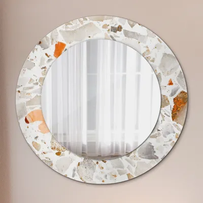 Produktbild von Spiegel - Mirror zum Wandspiegel Schlafzimmer – Schminkspiegel- terrazzo Hintergrund- Ø50cm