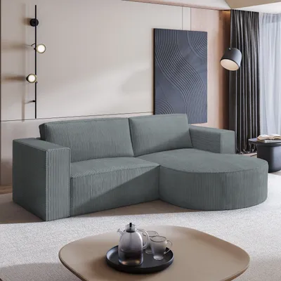 Produktbild von Masseno Ecksofa SORELA P R-S mit Schlaffunktion L-Form, Sofa mit Bettkasten, Wohnzimmersofa, Couch, Soffa, Bettsofa, Couchgarnitur- Grau, POSO 60