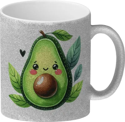 Produktbild von Lächelnde Avocado Glitzer-Kaffeebecher