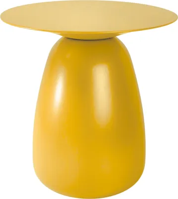Produktbild von Beistelltisch BAOBAB 34 / Kaffeetisch - Sofatisch - Laptoptisch - Nachttisch - Pflanzentisch / Oval 33 x 34 / Gedrechseltes massives Buchenholz / Gelb