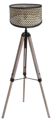 Obrázok produktu pre Mexlite - lampa stojaca - Triek - čierna - bambus drevo - Ø 75cm - E27 - 4098ZW