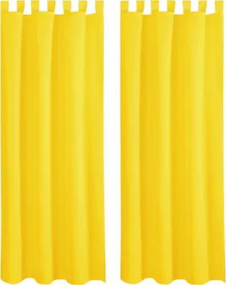 Produktbild von 2x Gardinen Ellen mit Schlaufen inkl. Raffhalter & Hacken (Gelb), Größe: 140x245cm