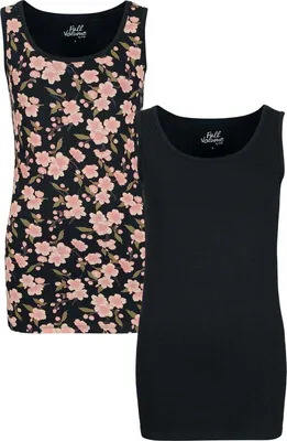 Produktbild von Full Volume by EMP Damen schwarzes Allover Print Top im Doppelpack S