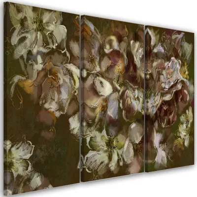 Produktbild von Triptychon auf leinwand irisblüte 90x60 cm Feeby braun wandbild bereit zum aufhängen