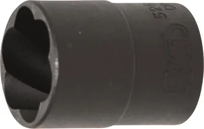 A close-up studio shot of a black specialty socket wrench insert.