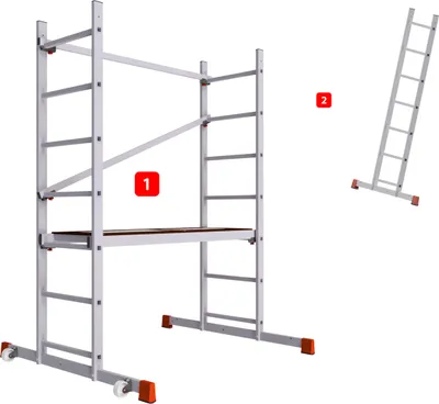 Image de ALTEC AluCombine 1.0 - 300 | Leiterngerüst | Traverse | 2x Bockrollen | 3m