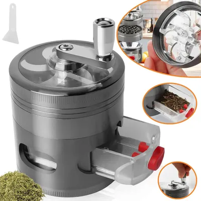 Produktbild von Handkurbel‑Kräutermühle Set, Gewürzmühle mit Handkurbel, mit Schaber, für Kräuter und Gewürze