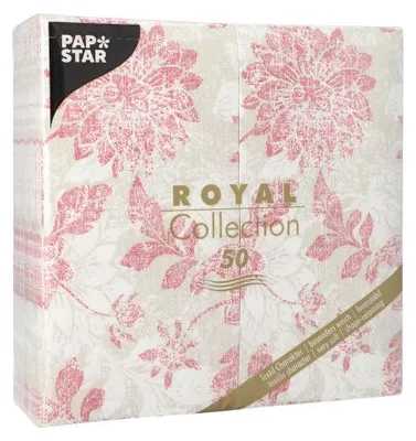 Produktbild von Servietten "ROYAL Collection" 1/8-Falz 40 cm x 40 cm bordeaux "Flowers"