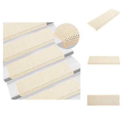 Zdjęcie produktu dla vidaXL Maty na schody samoprzylepne sizalowe 15 szt. 65x21x4cm kremowe - Maty na schody