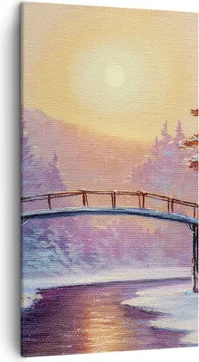 Produktbild von Bild auf Leinwand - Leinwandbild - Park Winter Brücke - 45x80cm - Wand Bild - Wanddeko - Wandbilder - Leinwanddruck - Bilder - Kunstdruck - Wanddekoration - Leinwand bilder - Wandkunst - PA45x80-3988