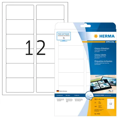 Produktbild von Etiketten A4 weiß 88,9x46,6 mm Papier glänzend 300 St.