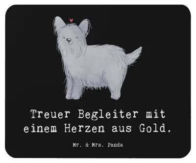 Produktbild von Mr. & Mrs. Panda Mouse Pad Skye Terrier Herz - Schwarz - Geschenk, Hundetreue, Hunderassen Charakter, Vielfalt, mousematte, pc mausunterlage, Hundeliebhaber, Mousepad