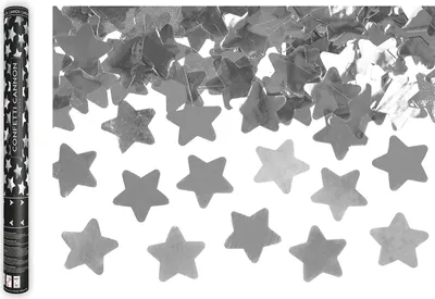Produktbild von PartyDeco Konfetti Kanone Silber Sterne 40cm