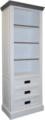 Produktbild von Casa Padrino Landhausstil Bücherschrank Weiß / Grau 68 x 39 x H. 180 cm - Landhausstil Möbel