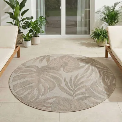 Produktbild von Carpetsale24 Outdoor Teppich Wetterfest & UV-beständig, ideal für Küche, Balkon, Terrasse, Garten, Wohnzimmer, Grösse: 120 cm Rund