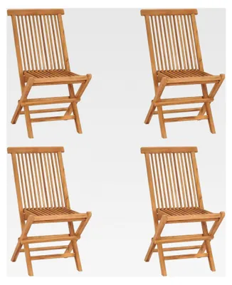 Produktbild von Klappbare Gartenstühle 4 Stück aus massivem Teakholz für Balkon und Garten