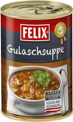 Produktbild von Felix Gulaschsuppe 400 g klassische Fertigsuppe mit Rindfleisch – herzhaft und schnell zubereitet