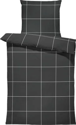 Produktbild von Winter Biber Bettwäsche 135x200 cm kariert anthrazit kuschelig Flanell Baumwolle