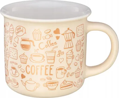Image de Tasse à café en porcelaine 355 ml avec relief, beige