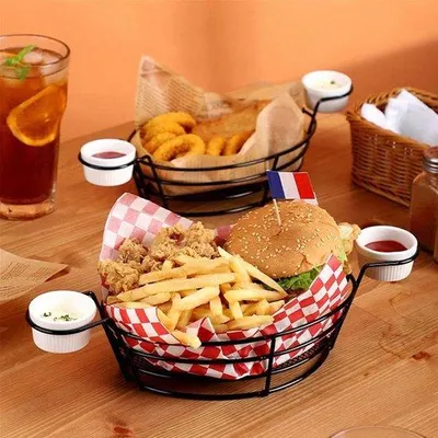 Obrázek produktu pro Multifunkční servírovací stojan na hranolky, cibulové kroužky a hamburgery