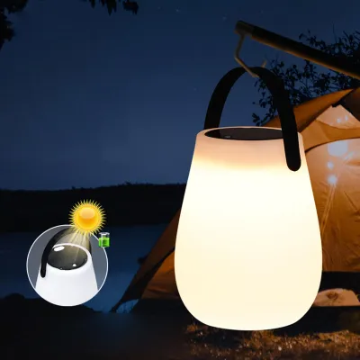 Produktbild von Solar-Camping-Laterne, wasserdicht, für den Außenbereich, Landschaftsdekorationslicht, 8 Farbwechsel-LED-Licht, Kerzeneffekt, tragbares Nachtlicht