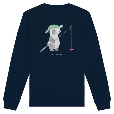 Produktbild von Mr. & Mrs. Panda Bio Pullover Panda Angeln Größe L - French Navy - Geschenk, Sweater, gehen, Angelverein, Pulli, Sweatshirt, Hobbyangler, Angelsport, Baumwoll, Angler