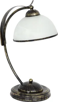 Produktbild von Tischlampe Landhaus KORFU Messing Antik Weiß Glas Metall E27 Tischleuchte Wohnzimmer Schlafzimmer