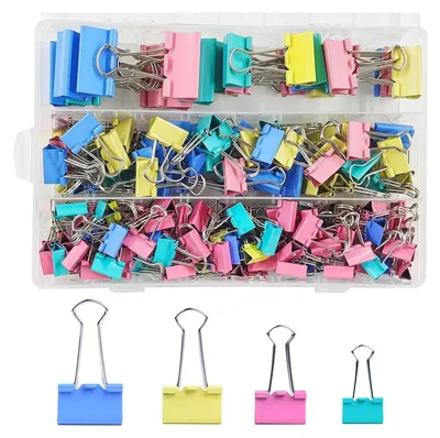 Produktbild von 170 Stück Foldback Klammern Set, 15mm/19mm/25mm/32mm Binder Clips Büroklammern Bunt, Vielzweckklammern Dokumenten Clips,Metall Klammern Papierklammern für Schule Bürobedarf Briefpapier Notizen