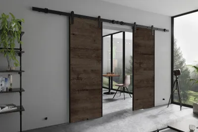 Produktbild von KIER FURNITURE AURA DUO – Schiebetür Komplettset – 192x205x1,6 cm - Esche dunkel