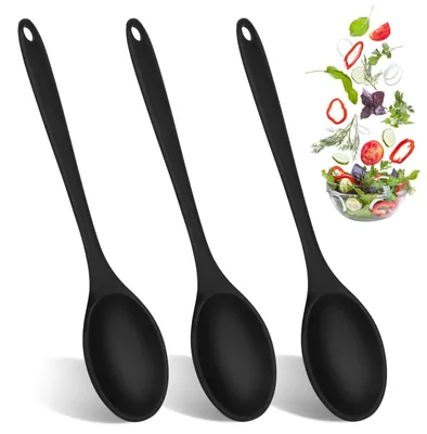 3 Silikonlöffel 27 cm, Küchenhelfer, schwarz