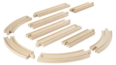 Immagine prodotto di Binario ferroviario 100006403, realizzato in legno di faggio , compatibile con altri sistemi ferroviari. Set di binari multicolore, composto da 10 pezzi