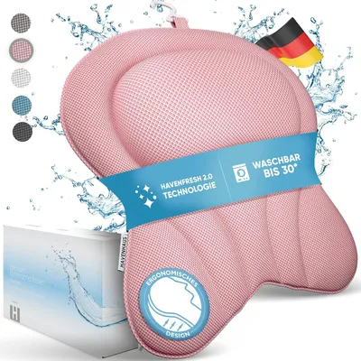 Produktbild von XXL Premium Badewannenkissen rosé | NEU zusätzliche Polster an Schulter- & Nackenbereich | Badekissen für Badewanne schnelltrocknend, waschbar