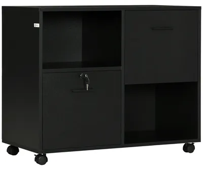 Immagine prodotto di Mobile Ufficio 2 Cassetti 2 Ripiani 80x40x66 cm in Truciolato Nero