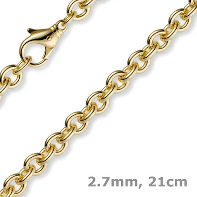 Produktbild von 2,7mm Armband Armkette Rundankerkette 585 Gold Gelbgold, 21cm Uni