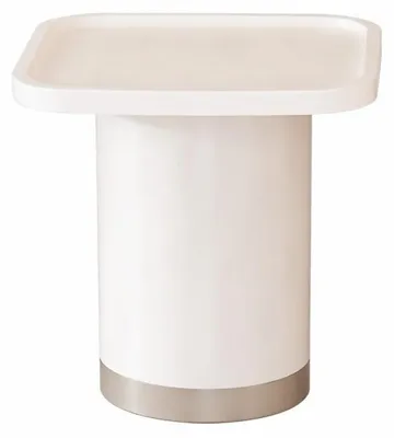 Image de Ensemble de tables basses blanches, style moderne, avec plateau en métal, forme carrée, neuf