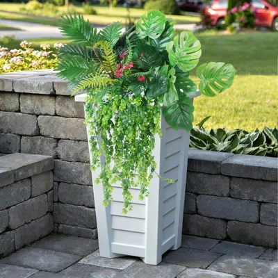 Image de Plantes et fleurs artificielles, lot de 8, résistantes aux UV, plantes suspendues pour l'extérieur, le balcon, le jardin, le rebord de fenêtre, décoration printanière