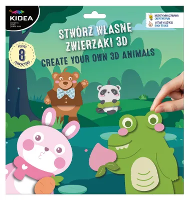 Produktbild von Kreativset „Gestalte deine eigenen 3D-Tierfiguren“ – 8 Motive von Kidea