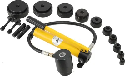 Obrázok produktu pre Hydraulický dierovač plechu – YYQ-WWHTJ-012 – veľkosť otvoru 16–101 mm – tlak 15 t – pre tenký plech z nehrdzavejúcej ocele – legovaná oceľ – sada