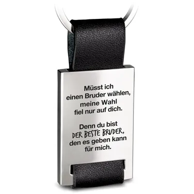 Produktbild von "Bester Bruder" Rectangle-Schlüsselanhänger mit Gravur aus Leder - Liebevoller Geschwister Anhänger