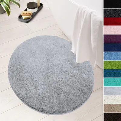 Image de Tapis de bain Sky Soft gris argenté 95 cm de diamètre