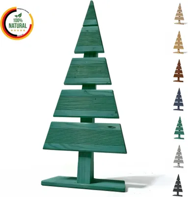 Immagine prodotto di Floranica Albero di Natale in legno naturale 60x27cm Verde Decorazione natalizia per interni ed esterni albero in legno di larice fatto a mano