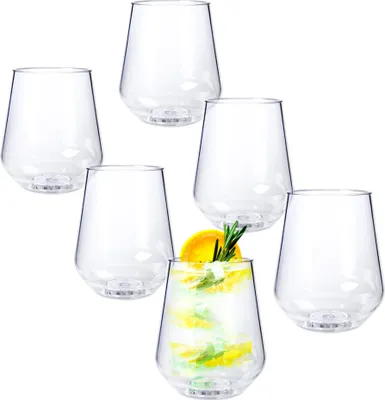 Produktbild von DoimoFlair Cocktailglas Weingläser aus Kunststoff bruchsicher Trinkbecher Plastik Transparent 39 cl. Set 6 Stück
