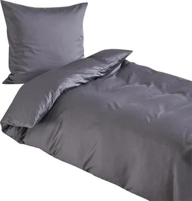 Produktbild von Traumschlaf Uni Mako-Satin Bettwäsche 2x Kissenbezug 40x80 cm anthrazit