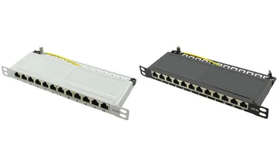 Produktbild von LogiLink NP0065, 10 Gigabit Ethernet, RJ-45, Cat6a, Grau, Metall, Rackeinbau
