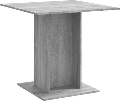 A square dining table with a pedestal base, shown against a white background.