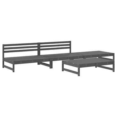 Produktbild von 4-tlg. Garten-Lounge-Set Grau Massivholz Kiefer