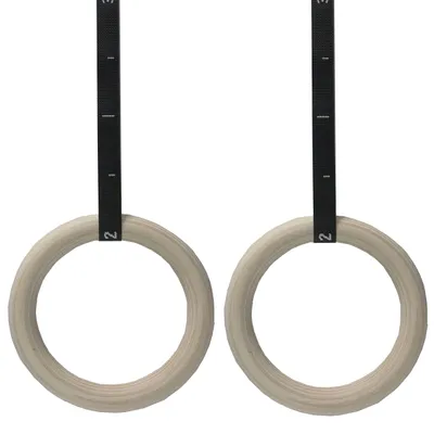 Image de Anneaux de gymnastique en bois, diamètre de 32 mm / 28 mm - Idéaux pour le développement musculaire et l'entraînement de la force