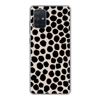 Produktbild von MuchoWow® Handyhülle Schutzhülle Hülle für Samsung Galaxy A51 Polka dots - Schwarz - Beige Silikon Softcase Handy Hülle - Schutzabdeckung