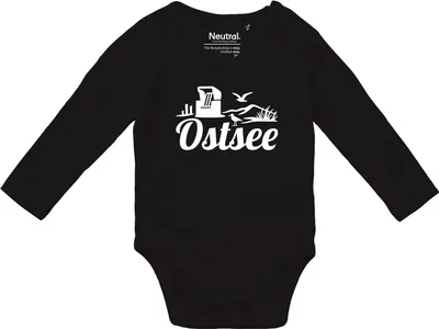 Produktbild von Huuraa Baby Body Ostsee Strandmotiv 80 Black  Baumwolle Fairtrade Langarmbody Geschenkidee