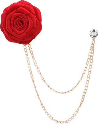 Produktbild von Anstecknadel im koreanischen Stil, Stoffkunst, glitzernde Strasssteine, handgefertigte Rosen-Quastenkette, Hochzeitsbrosche für Feiern-Rot